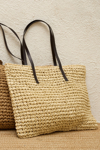 Strap Straw Handbag Beige