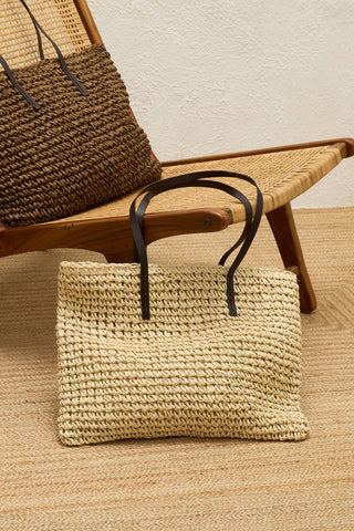 Strap Straw Handbag Beige