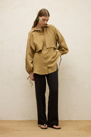 Linen Trench Shirt Sahara