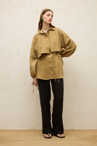 Linen Trench Shirt Sahara