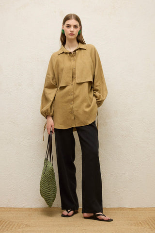 Linen Trench Shirt Sahara