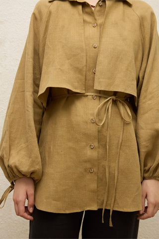 Linen Trench Shirt Sahara