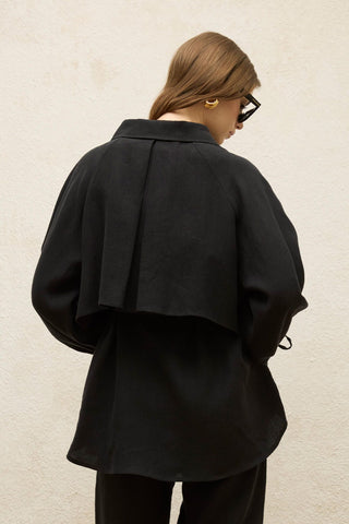 Linen Trench Shirt Black