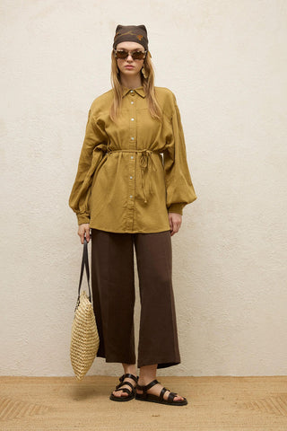 Cotton Balloon Sleeve Shirt Sand