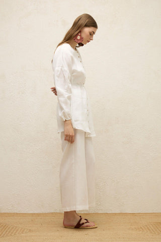 Linen Balloon Sleeve Shirt Ecru