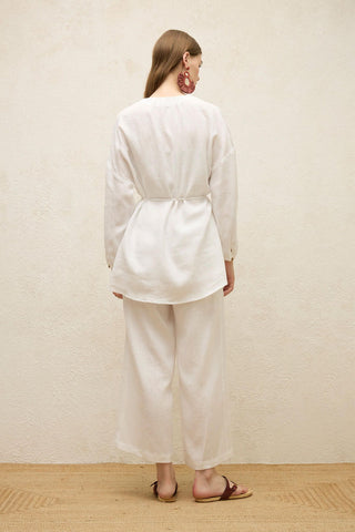 Linen Balloon Sleeve Shirt Ecru