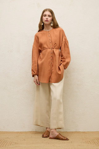 Linen Balloon Sleeve Shirt Tile