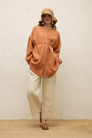 Linen Balloon Sleeve Shirt Tile