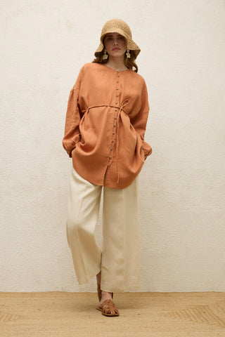 Linen Balloon Sleeve Shirt Tile