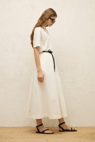 Katy Gabardine Büzgülü Etek Ekru