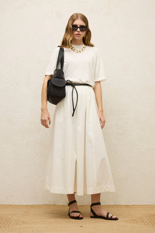 Katy Gabardine Büzgülü Etek Ekru