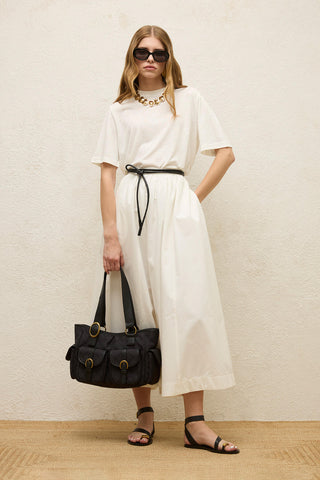 Katy Gabardine Büzgülü Etek Ekru
