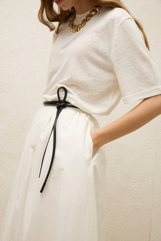 Katy Gabardine Büzgülü Etek Ekru
