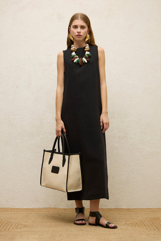 Sleeveless Linen Relaxed Dress Black