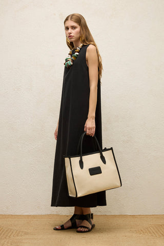 Sleeveless Linen Relaxed Dress Black