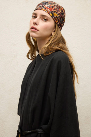 Long Linen Kimono Jacket Black