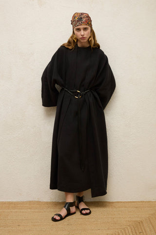 Long Linen Kimono Jacket Black