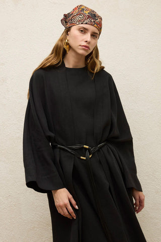 Long Linen Kimono Jacket Black