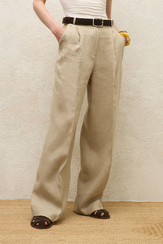 Linen Palazzo Trousers Sand