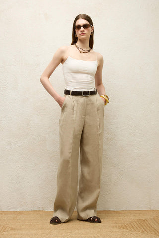 Linen Palazzo Trousers Sand