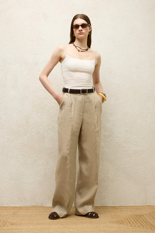 Linen Palazzo Trousers Sand