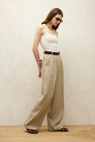 Linen Palazzo Trousers Sand