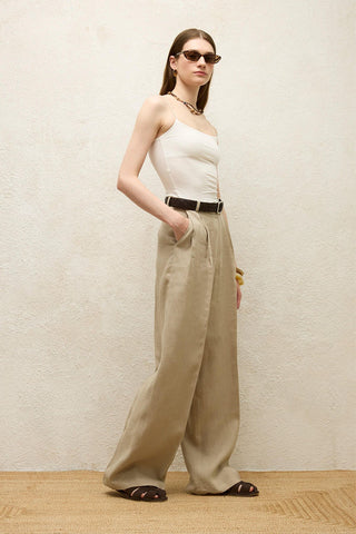 Linen Palazzo Trousers Sand