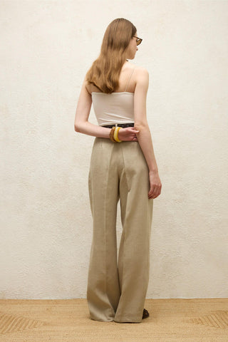 Linen Palazzo Trousers Sand