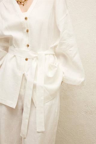 Buttoned Linen Shirt Ecru