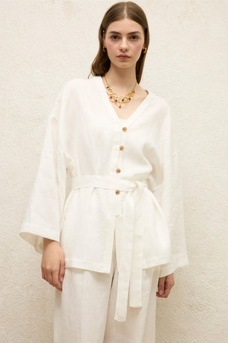 Buttoned Linen Shirt Ecru