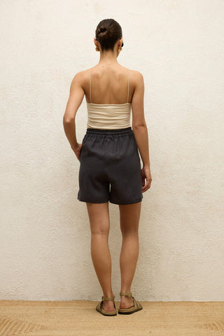 Linen Relaxed Shorts Anthracite