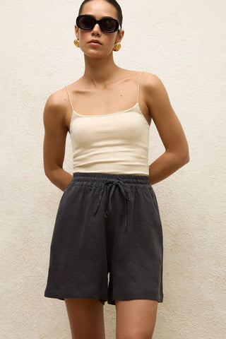 Linen Relaxed Shorts Anthracite