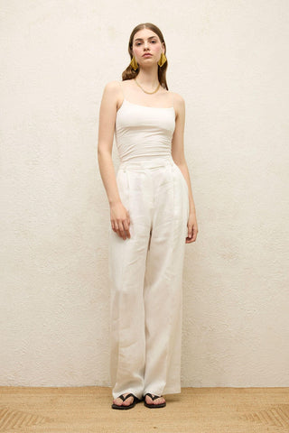 Linen Palazzo Trousers Ecru