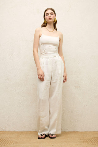 Linen Palazzo Trousers Ecru