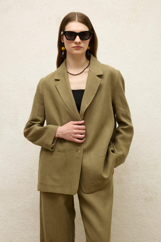 KETEN OVERSIZE BLAZER CEKET HAKİ