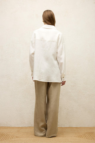 Linen Oversize Buttoned Shirt Ecru