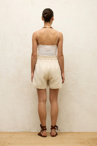 Linen Relaxed Shorts Beige