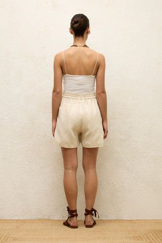 Linen Relaxed Shorts Beige