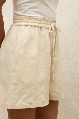 Linen Relaxed Shorts Beige