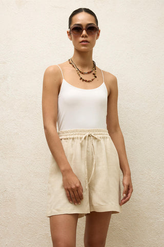 Linen Relaxed Shorts Beige