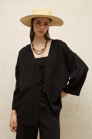 Linen Kimono Black