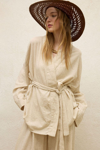 Cotton Belted Kimono Natural