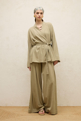 Cotton Belted Kimono Sage