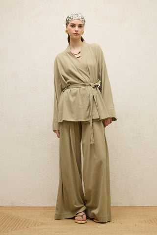 Cotton Belted Kimono Pistachio
