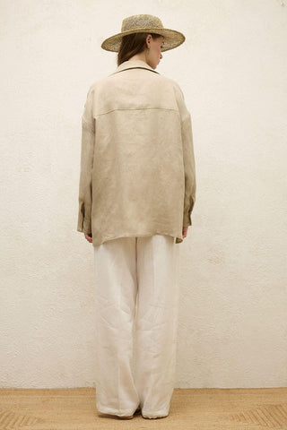 Linen Oversize Buttoned Shirt Sand