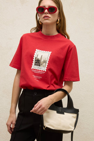 Mini Canvas Bag With Faux Leather Handle Black