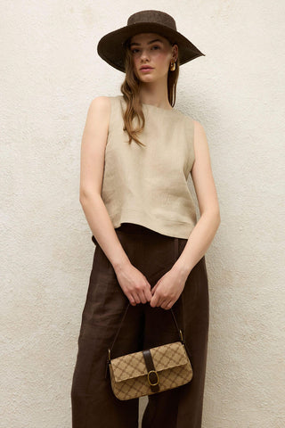 Marta Covered Baguette Bag Beige