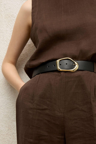 Large Buckled Belt Black