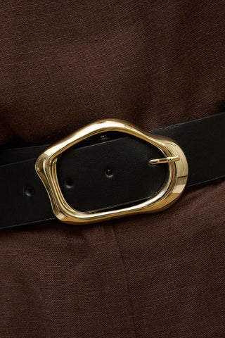 Large Buckled Belt Black