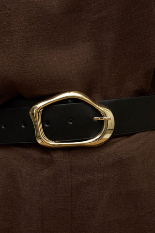 Large Buckled Belt Black